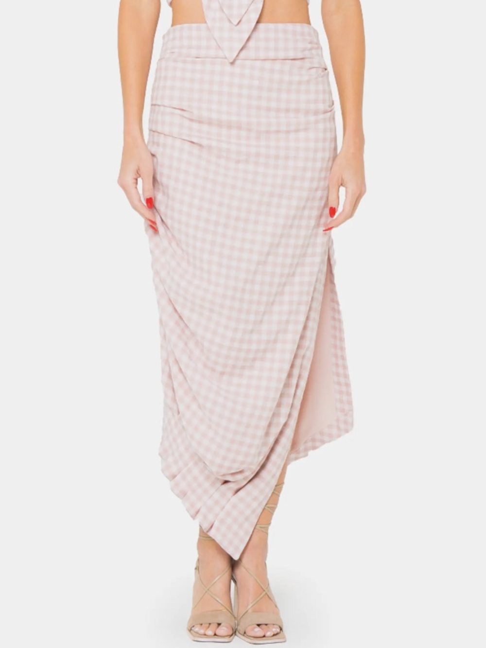 JBQ Novie Pink Check Midi Maxi Skirt Elegant Gingham Pleated Hem Just Be Queen